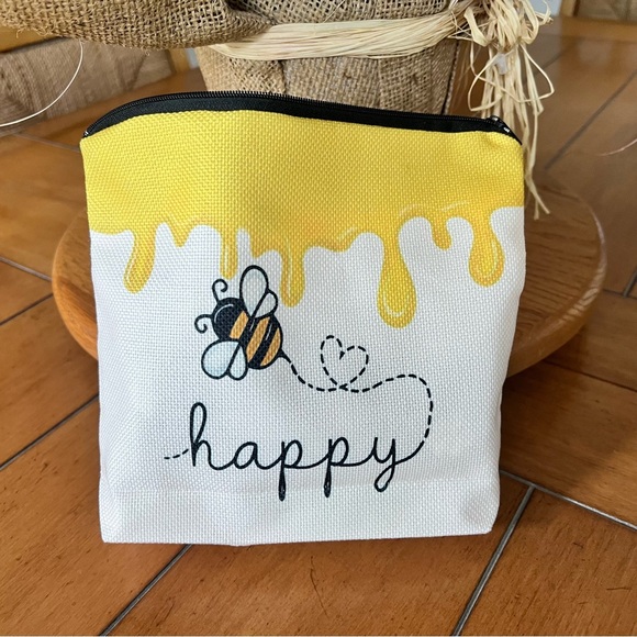 Be Happy Zippered Pouch For Cosmetics, Makeup, Travel Or Unique Gift. - Picture 6 of 7